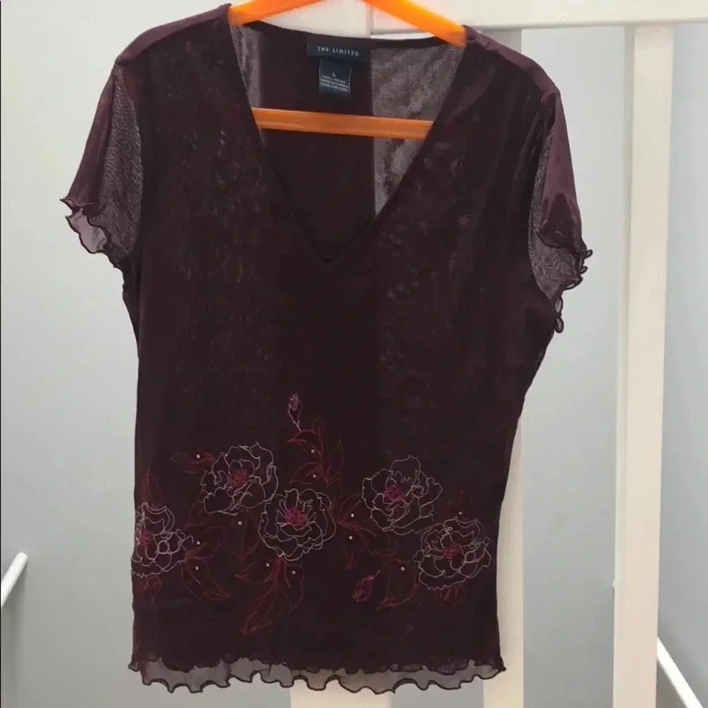 Sheer short sleeve top - size small